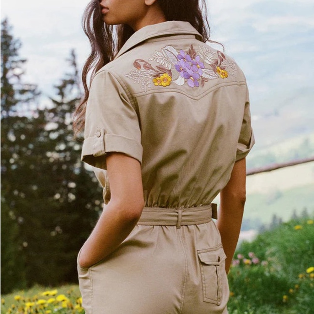 Spell FOXGLOVE EMBROIDERED BOILERSUIT (KHAKI)